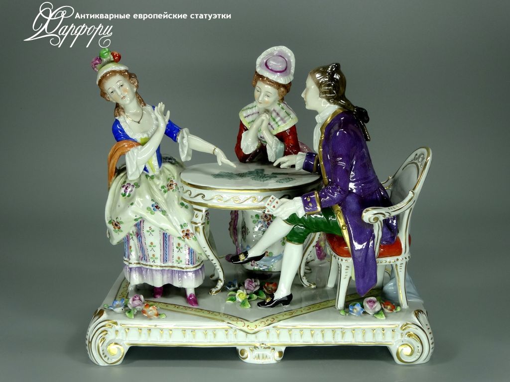 Купить фарфоровые статуэтки Capodimonte, Игра в карты, Италия